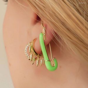 Orecchini a bottone Rosa Verde Giallo Spilla da balia Orecchino 2024 Gioielli al neon per le donne Lady Regalo Oro riempito Smalto colorato Multi Piercing