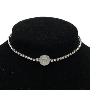 Vintage gedrehte Designer-Halskette für Damen und Herren, vergoldetes Silber, Gold-Choker-Halskette, schwarze Kette, schimmernde Luxus-Halskette, Bijoux-Collier, großer Edelstein ZH175 E4