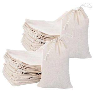 Jewelry Pouches 50 Pack Cotton Muslin Bags Multipurpose Drawstring For Tea Wedding Party Favors Storage (4 X 6 Inches)