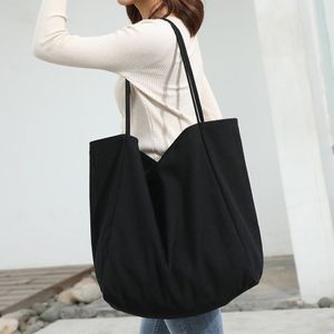 Women Big Canvas Shopping Bag Reusable Soild Extra Large Tote Grocery Bag Eco Environmental Shopper Shoulder Bags For Young Girl T298n