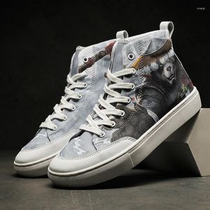 Casual 698 Shoes High Trend Bang Quality Ins Fashion Board Men's Vulcanize Couples Canva 87180