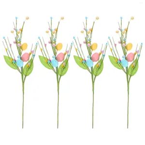 Dekorative Blumen, 4 Stück, Osterei-Stecklinge, Ornament-Eier, künstlicher Blumenstrauß, Girlande, Zweige, Blumendekoration, Baum-Requisiten