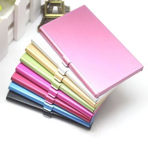 wholesale Zinc Alloy Office Business Name Card Files Cases Bank Credit Cards Box Id Solid Color Carry Case 7 Colors Portable Storage Boxes TH1328