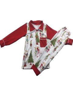 Pigiami natalizi per bambini Set ragazze ragazzi bavero pigiami stampati in cartone animatopantaloni albero di natale 2 pezzi set indumenti da notte in seta di latte per bambini6877667