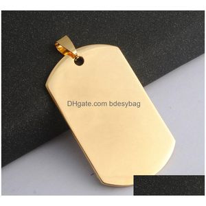 Charms Gold Color Engravable Stainless Steel Dog Tag Shape Charms Jewelry Findings For Men Women Pendant Necklaces Drop Delivery Jewel Dhbeh