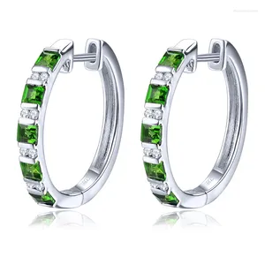 Orecchini con retro in cromo naturale Diopside, argento sterling massiccio, orecchino a clip da 1,5 carati, stile classico romantico da donna, gioielleria raffinata, anniversario