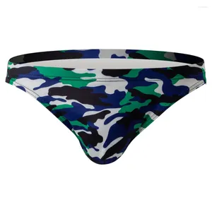 Mutande Uomo Slip mimetici Intimo stampato Sport Mutandine a vita media Pantaloncini sexy U Custodia convessa elastica