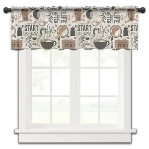 Cortina xícara de feijão de café pequena janela valência transparente quarto curto decoração de casa cortinas de voile