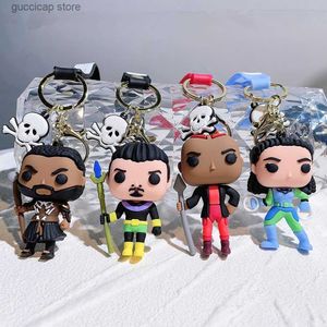 Keychains Lanyards Pirates of the Caribbean Cute Doll Pendant Anime Figures Jack Sparrow Fashion Backpac Keychain Bag Keyring Pendant Birthday Present Y240316