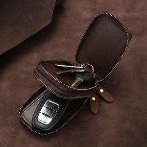 New fashion Crazy Horse Leather Key Bag Double layer design large capacity designer leather key chain