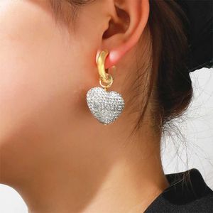 Dangle Chandelier Fashion Love Heart Crystal Pendant Earrings for Women Sweet Girls Daily Jewelry Pendant Not-Fade Hoops Gift 24316