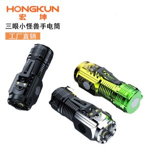 Three Eyed Monster Outdoor Magnetic Suction Portable Multifunctional Mini Hat Clip Strong Light Flashlight 938150