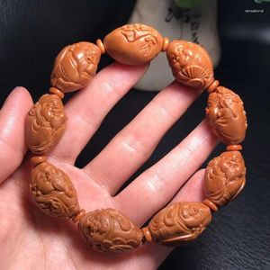 Strand Nut Engraved Cartoon Olive Hu Stone Carving Buddha Beads Bracelet Ingot God Of Wealth