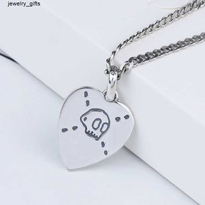 Collana in argento sterling 925 con teschio a forma di cuore in argento sterling 100% fine, ciondolo elfo d'amore, uomo e donna, hip-hop senza paura