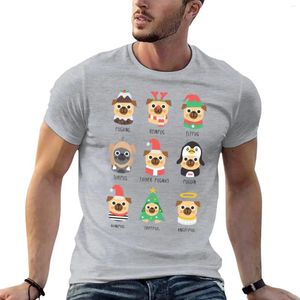 Polo da uomo T-shirt natalizia con carlino Edizione Kawaii Abbigliamento T-shirt grafiche da uomo Divertenti