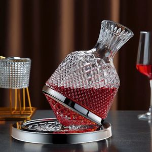 High Grade Crystal Glass 360 Rotating Decanter Tumbler 1500ml Decanter Wine Dispenser Aerator Mirror Jug Gift Bar Decoration 240306