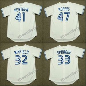 Herren 1979-2001 WILLIE UPSHAW JOE CARTER DAVE WINFIELD FRED McGRIFF PAT HENTGEN JACK MORRIS TOM HENKE Toronto Throwback Baseball Jersey S-5XL