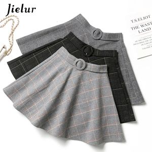 Jielur xadrez saia feminina inverno magro preto saia faldas chique mini saia de linha alta wiast zíper saias das mulheres outono S-XXL 240311