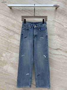 Marka kot pantolon jean tasarımcı pantolon gündelik moda logosu geniş bacak denimspants ince kadın kotlar işlemeli mektup tasarım Mar 15