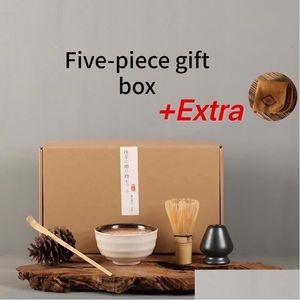 Tea Cups 6Pcs Set Matcha Traditional Giftset Bamboo Whisk Scoop Ceremic Bowl Holder Japanese Sets 230727 Drop Delivery Home Garden K Dhsxq