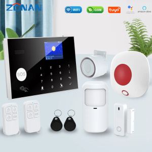 Kits zonan g30 tuya wifi alarmsysteem app controle com câmera ip discagem automática detector de movimento sem fio casa inteligente kit alarme gsm