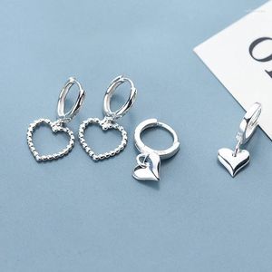 Hoop Earrings Fashion Glossy Love Pendant 925 Sterling Silver Korean Geometric Hollow Women's Jewelry Gift