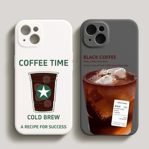 Caffè di ghiaccio Cassa Del Telefono per il iPhone 15 14 13 Pro 12 11 Pro Xs X XR Max 8 7 SE Forte Custodie in Silicone Molle Della Copertura Posteriore Stile 507