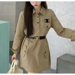 Women Designer Shirt Dress Spring Autumn Lady Skirt with Belt Fashion Letters Embroidery Dresses Long-sleeved Sexy Skirt SML Di_girl Di_girl 341