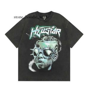 Hellstar T Shirt Designer T Shirts Graphic Tee Clothes Hipster Washed Fabric Street Graffiti Lettering Foil Print Vintage Black Loose Fitting US Size S-XL 9397
