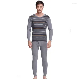 Men's Thermal Underwear Men Stripe Long Johns Thermo Plus Thickening Set Clothing Winter