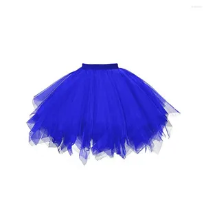 Saias de cor sólida saia elegante cintura alta tule para mulheres multi-camadas dança desgaste petticoat clássico plissado festa ballet