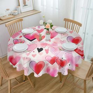 Table Cloth Valentine'S Day Watercolor Love Hand Drawn Waterproof Tablecloth Decoration Wedding Home Kitchen Dining Room Round