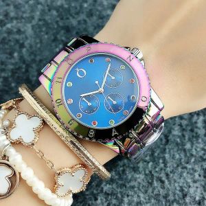 Pan 2024 Fashion Brand Watch Women Girls Colorful crystal style steel metal band Quartz Wrist Watches P64