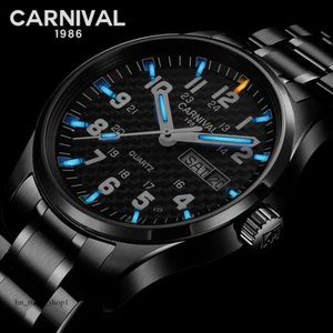 Relógios de pulso Carnaval T25 Trítio Gás Luminoso Relógio de Quartzo Homens À Prova D 'Água Mens Relógios Sapphire Crystal Relógio Relogio Masculino 222