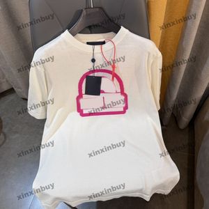Xinxinbuy Men Designer Tee T Shirt 2024 Italien Blommabrev Jacquard 1854 Sticked Cardigan Short Sleeve Cotton Women