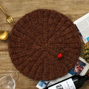 Masa Paspasları Placemat Isı Yalıtım İmitasyonu Rattan Dokuma Slip Olmayan Mat Koruma Plastik İçecek İçme Bardağı