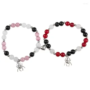 Charme Pulseiras SANSANGO 2 Pçs/set Pulseira Aranha Encantos Amor Coração Sucção Magnética Natural Pedra Frisada Casal