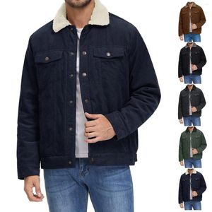 Men's Jackets Winter Corduroy Trucker Jacket Cotton Cargo Casual Work Coats Comfortable Youthful Versatile Veste Homme