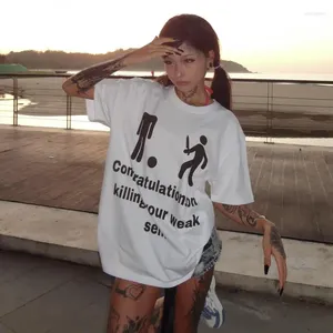 Koszulki damskie tawaaiw fuuny print koszula damskie ubrania koreańskie modne streetwear luźne y2k gotyckie tee femme letnie topy grunge esthe