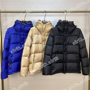 Men's Warm Down Jacket 85% Goose vadderad huva krage Design Kvinnor Tre-färg