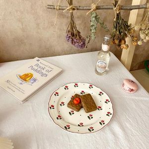 Plates Korean Style Ins Floral Porcelain Plate 8 Inch Creative Household Dinnerware Cake Dessert Pudding Breakfast Bread Ceramic