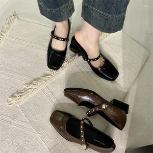 ドレスシューズIppeum Mary Janes for Women chunky Heel Summer High Heals Leather Pumps Ballet