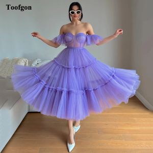 Toofgon A Line Morbido Tulle Abiti da ballo corti formali Gonna a strati Sweetheart Top trasparente Abiti da sera Party Dres Wear 240320