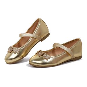 HBP icke-varumärkes grossistbröllop Mary Jane Girls Footwear Gold Shining Beautiful Flat Lolita Shoes Luxury Dress