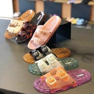 Slippers 2022 New Melissa Outdoor PVC Jelly Shoes Flat Bottom Ins Female Slippers Ladies Fashion Summer Slides