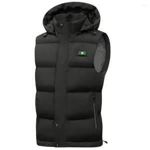 Giacche da caccia Gilet riscaldato elettrico unisex Felpa con cappuccio antivento Riscaldamento 15 zone Chiusura con cerniera Ricarica USB per escursioni sportive invernali