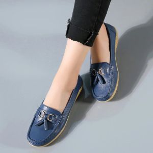 Stövlar 2020 Kvinna Flat Female Moccasins Tassel Loafers Ladies Wedges Women Solid Comfort Mom Shoes Women's Footwear Plus Size 44