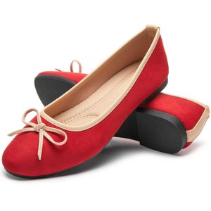 HBP Senza marca all'ingrosso ballerine eleganti da donna scarpe casual da donna antiscivolo punta tonda pelle scamosciata superiore ufficio fiocco piatto