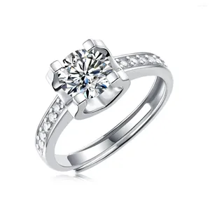 Кольца кластера из стерлингового серебра 925 пробы с муассанитом, кольцо для женщин, круглый 1 карат, 6,5 мм, бриллиантовое кольцо на палец, свадебное ювелирное изделие, подарок