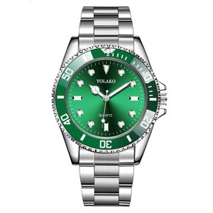 Orologio da uomo al quarzo con cinturino in acciaio alla moda verde acqua fantasma YOLAKO